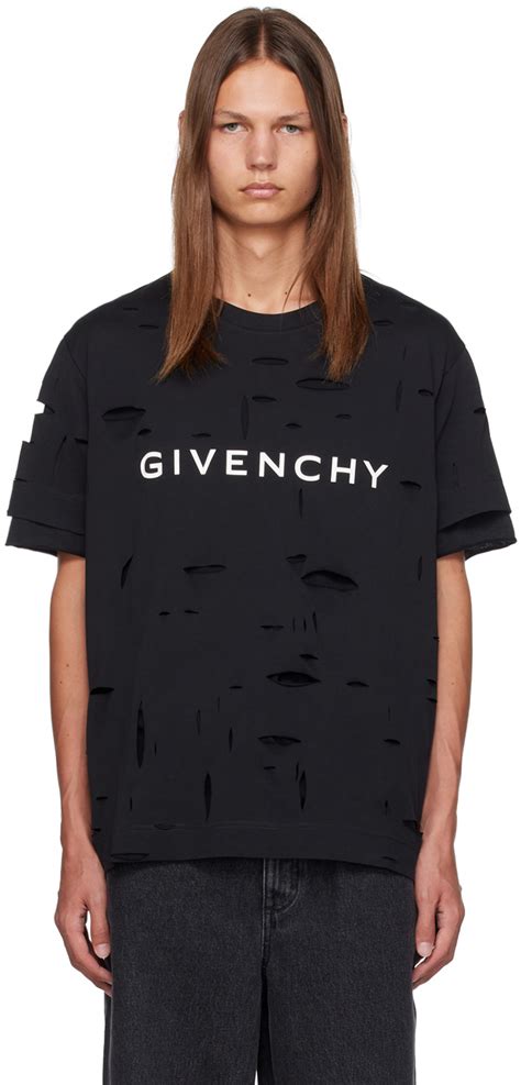 black givenchy t shirt red stars|Givenchy distressed t shirt.